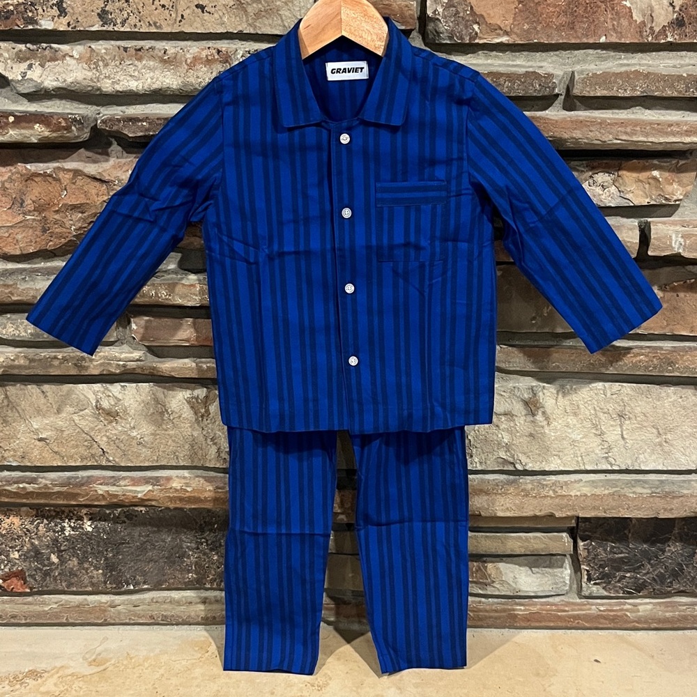 Graviet Kids Navy Striped Pajama Set 100% Cotton 7T-8T